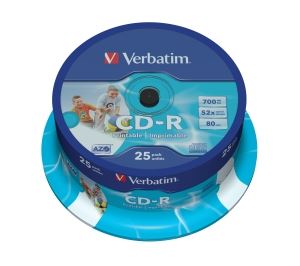 CD-R Verbatim 700MB 52x Spindle 25ks Printable