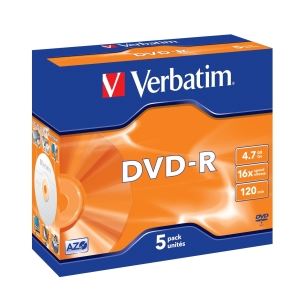 DVD-R Verbatim 4.7GB, 16x, 5-pack