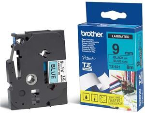 Brother TZE-521 9mm modrá, černý tisk originální