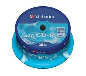 CD-R Verbatim 700MB Super AZO Spindle 25ks 43352