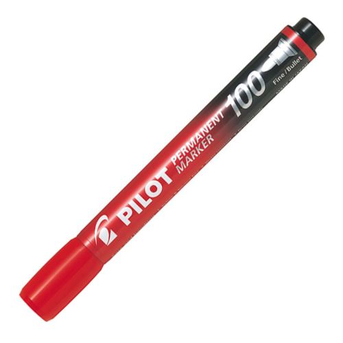 Pilot, Popisovač 100, 1.0, (F) tenký, červená