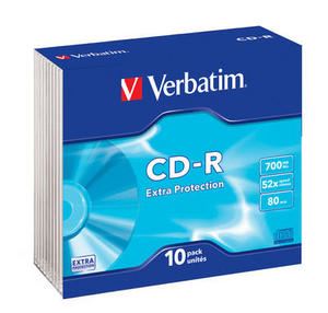CD-R Verbatim 700MB, 52x, Slim 10ks