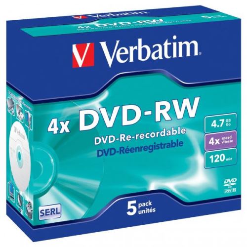 DVD-RW Verbatim 4.7GB, Jewel, 5-pack 