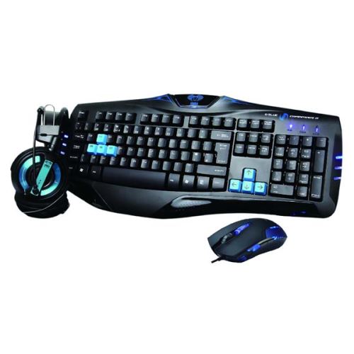 E-BLUE Sada klávesnice Cobra herní černo-modrá s myší Cobra Junior a sluchátky Cobra I