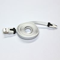 Kabel USB 2.0 A /micro B 1m plochý bílý