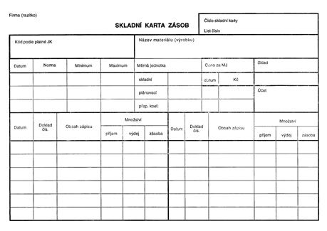 Tiskopis Skladní karta
