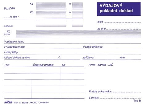 Tiskopis Výdajový pokladní doklad pro plátce DPH typ B